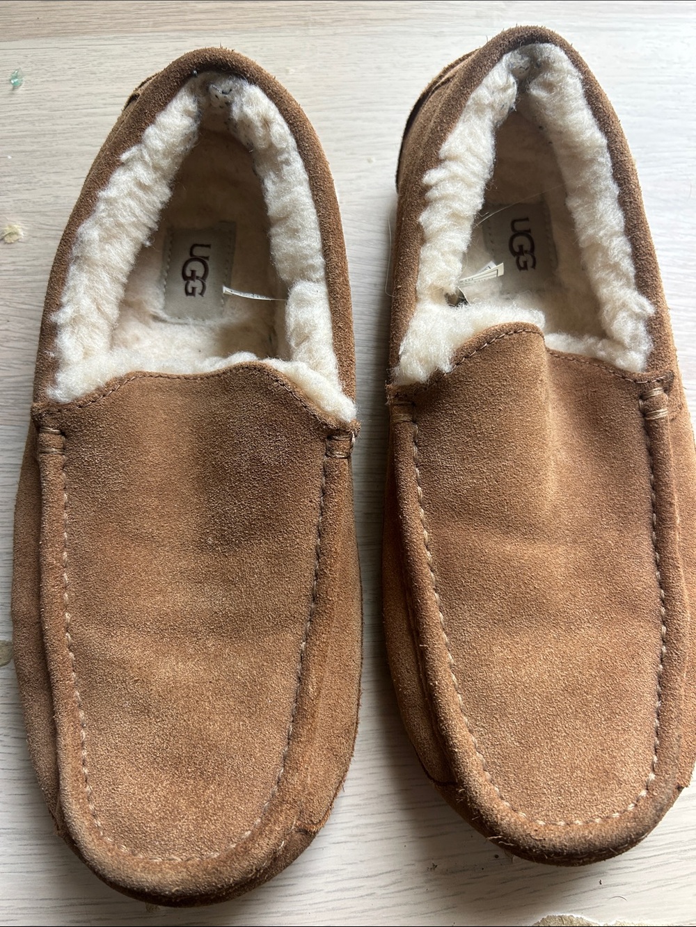 UGG Men's Suede Shearling Moccasin Slippers - Chestnut Brown
